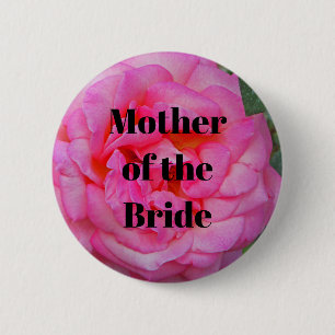 Badge Rond 5 Cm La mère mariage de la Fleur rose de mariée