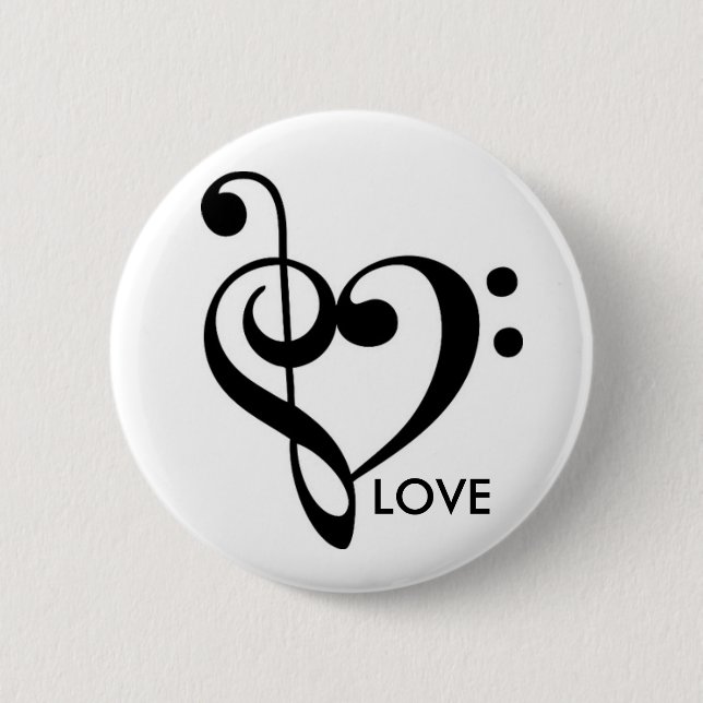 Badge Rond 5 Cm La musique égale le bouton d'amour (Devant)