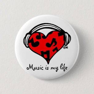 Badge Rond 5 Cm La musique est mon vie-Pin