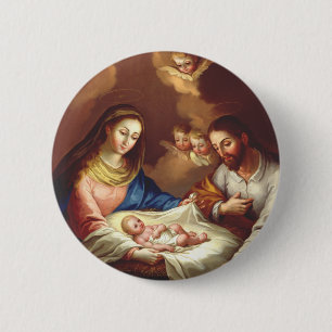 Badge Rond 5 Cm La Nativité de Jésus-Christ