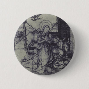 Badge Rond 5 Cm La Nativité de Noël Stark Ink Art