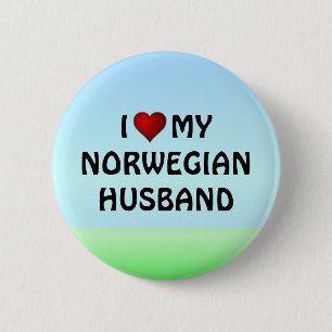 Badge Rond 5 Cm La Norvège : J'AIME MON MARI NORVÉGIEN