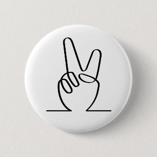 Badge Rond 5 Cm La paix est un symbole de la paix. V doigts pour l