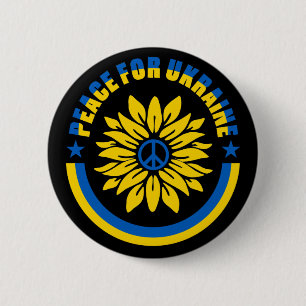 Badge Rond 5 Cm La Paix Pour L'Ukraine Tournesol Zelensky