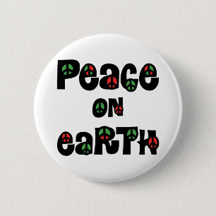 Badge Rond 5 Cm La Paix sur Terre Noël