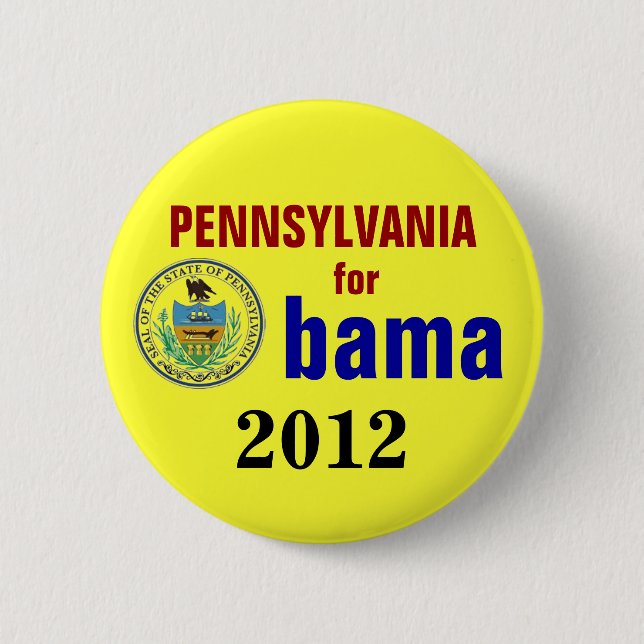 Badge Rond 5 Cm La Pennsylvanie pour Obama 2012 (Devant)