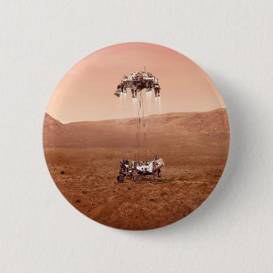 Badge Rond 5 Cm La Persévérance Arrive En Toute Sécurité Sur Mars.
