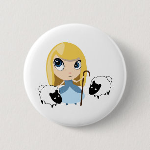 Badge Rond 5 Cm La petite BO piaulent et ses moutons