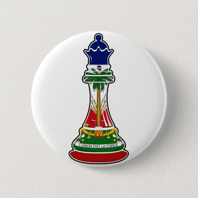 Badge Rond 5 Cm La pièce d'échecs de la reine haïtienne | Pourcent (Devant)