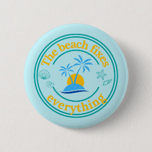 Badge Rond 5 Cm La Plage Répare Tout