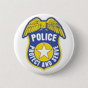 Badge Rond 5 Cm La police protège et sert l'insigne