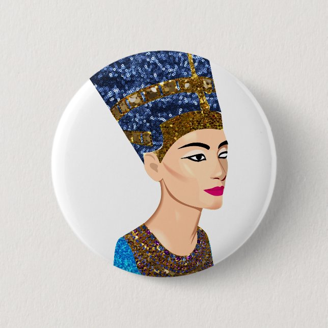 Badge Rond 5 Cm la reine égyptienne nefertiti (Devant)