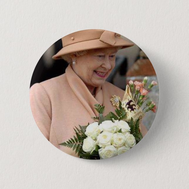 Badge Rond 5 Cm La Reine Elizabeth (Devant)