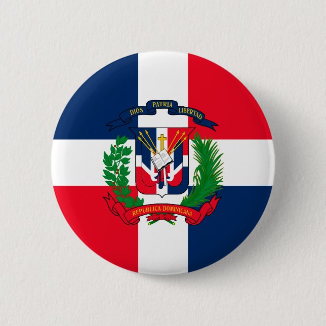 Badge Rond 5 Cm La République Dominicaine (Devant)