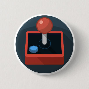 Badge Rond 5 Cm La rétro manette, les années 80 dénomment le bâton