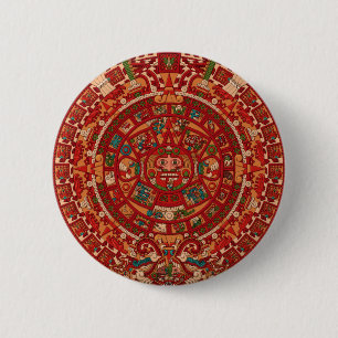 Badge Rond 5 Cm La roue (aztèque) maya/de calendrier