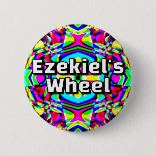 Badge Rond 5 Cm La roue d'Ézéchiel - Kaléidoscope à quatre directi