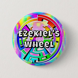 Badge Rond 5 Cm LA ROUE D'EZÉCHIEL (vous pouvez changer les mots)