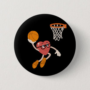Badge Rond 5 Cm La Saint-Valentin Cœur Plongeant Basket-ball Migno