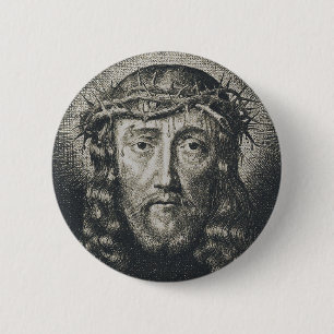 Badge Rond 5 Cm La Sainte Face couronnée d'épines