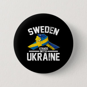 Badge Rond 5 Cm La Suède avec l'Ukraine Drapeau suédois ukrainien 