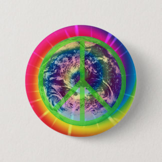 Badge Rond 5 Cm La terre, colorant de cravate, et paix