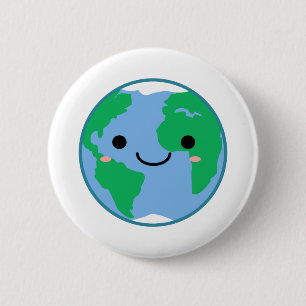 Badge Rond 5 Cm La terre de planète de Kawaii