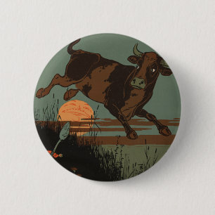 Badge Rond 5 Cm La vache sautée au-dessus de la lune