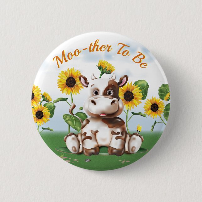 Badge Rond 5 Cm La vache Tournesol Mère être (Devant)