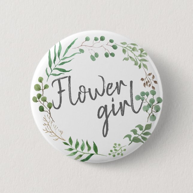 Badge Rond 5 Cm La verdure botanique | Feuille | Fleur fille (Devant)