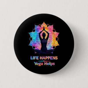 Badge Rond 5 Cm La vie arrive le yoga aide à méditer Mandala de yo