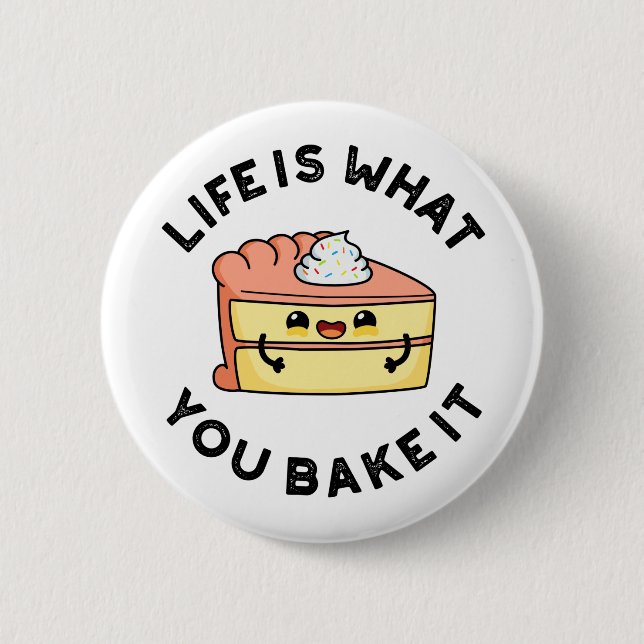 Badge Rond 5 Cm La Vie C'Est Ce Que Vous Cuisez C'Amusant Pun De G (Devant)