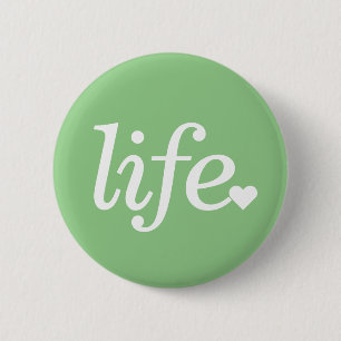 Badge Rond 5 Cm La vie dans vert clair