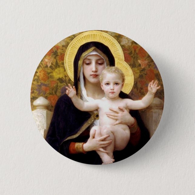 Badge Rond 5 Cm La Vierge du Lillies (Devant)