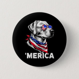 Badge Rond 5 Cm Labrador Retriever Chien Merica Patriotique 4 Juil