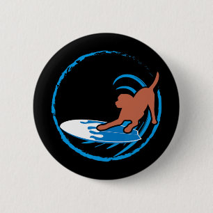 Badge Rond 5 Cm Labrador Retriever Chocolat Surfant Maman Papa