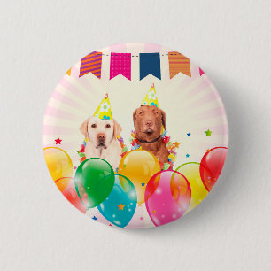 Badge Rond 5 Cm Labrador Retriever Dog Balloons Anniversaire