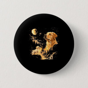 Badge Rond 5 Cm Labrador retriever hurlant à la lune vintage