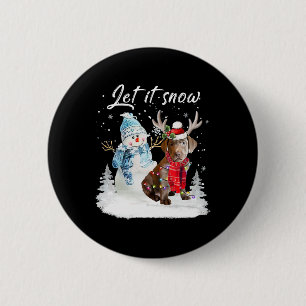 Badge Rond 5 Cm Labrador Retriever Père Noël Chien Noël Snowman Xm