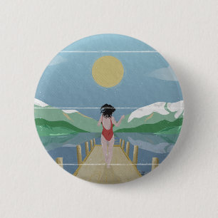 Badge Rond 5 Cm Lac Rotoiti Nouvelle-Zélande