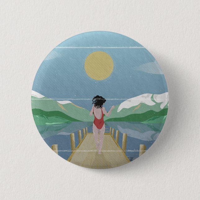 Badge Rond 5 Cm Lac Rotoiti Nouvelle-Zélande (Devant)