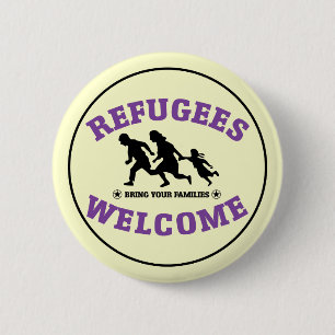 Badge Rond 5 Cm L'accueil de réfugiés amènent vos familles
