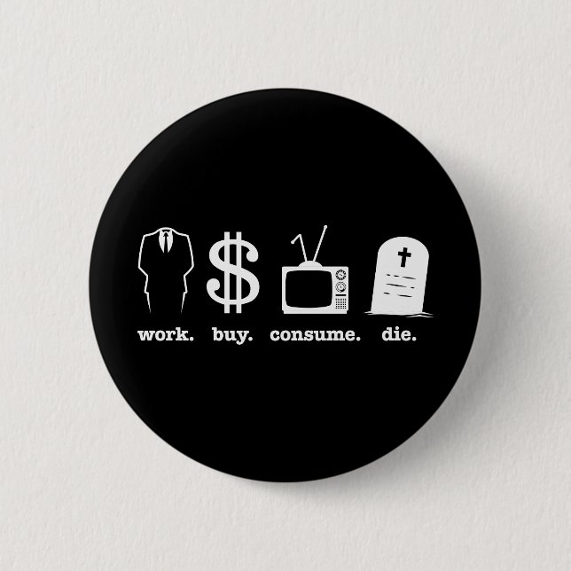 Badge Rond 5 Cm l'achat de travail consomment meurent (Devant)