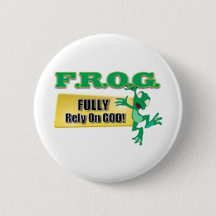 BADGE ROND 5 CM L'ACRONYME CHRÉTIEN DE GRENOUILLE SE FONDENT