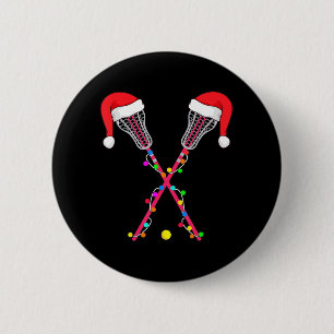 Badge Rond 5 Cm Lacrosse Santa Hat Noël Lumières Amusants Sport No