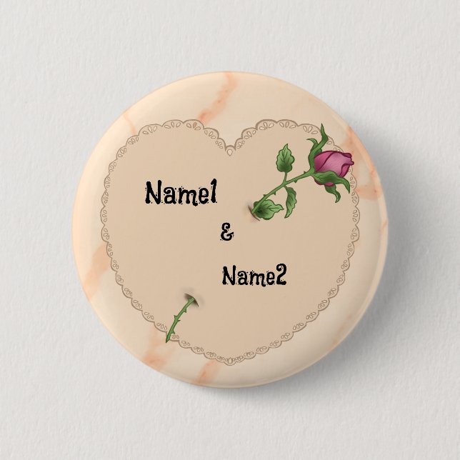 Badge Rond 5 Cm Lacy Heart Rose (Devant)