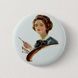 Badge Rond 5 Cm Lady Artist