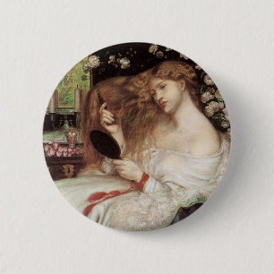 Badge Rond 5 Cm Lady Lilith de Rossetti, Portrait victorien Vintag