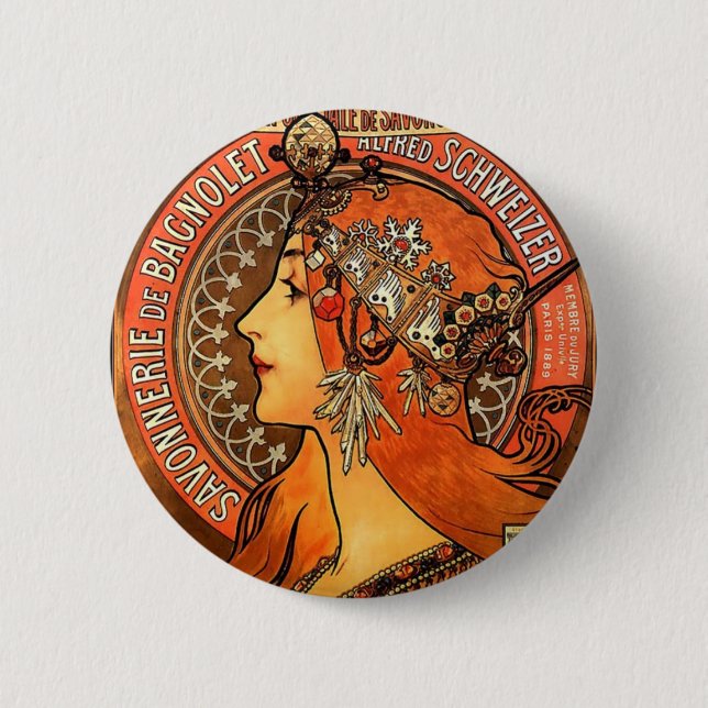 Badge Rond 5 Cm Lady Romantic (Devant)