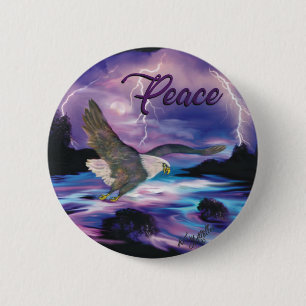 Badge Rond 5 Cm L'aigle chauve qui répand la paix